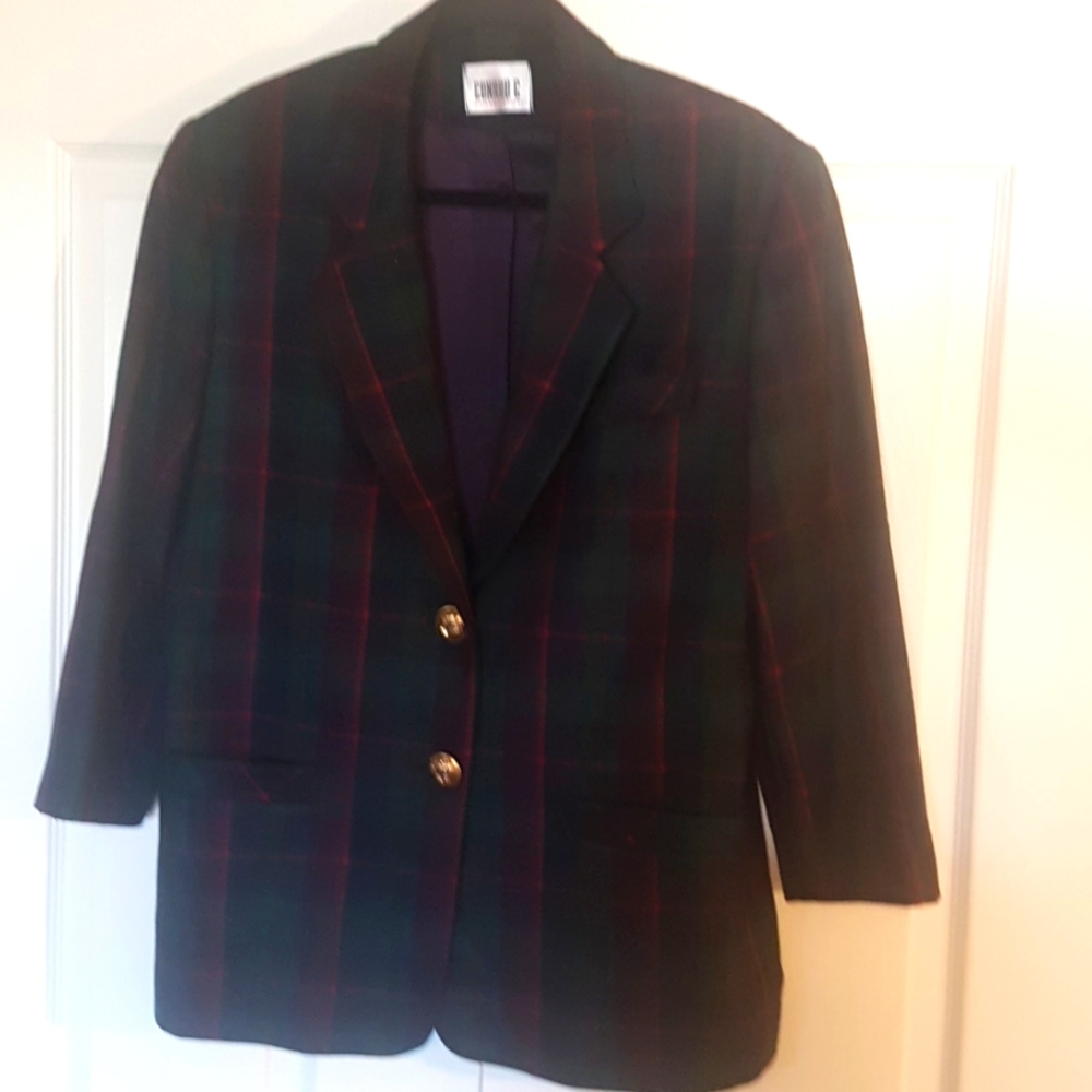 Vintage Oversized Ladies Plaid Blazer